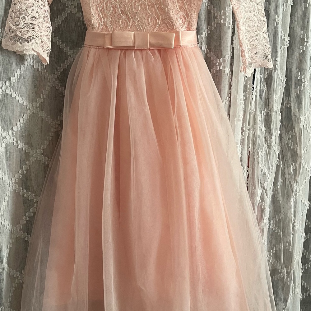 Elegant Pink Lace Kids Dress